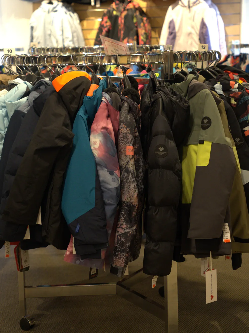 Kids' winter jackets at the Mequon shop.