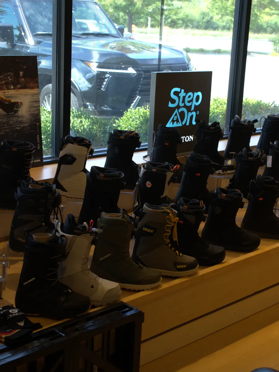 Snowboard boots at the Mequon shop.