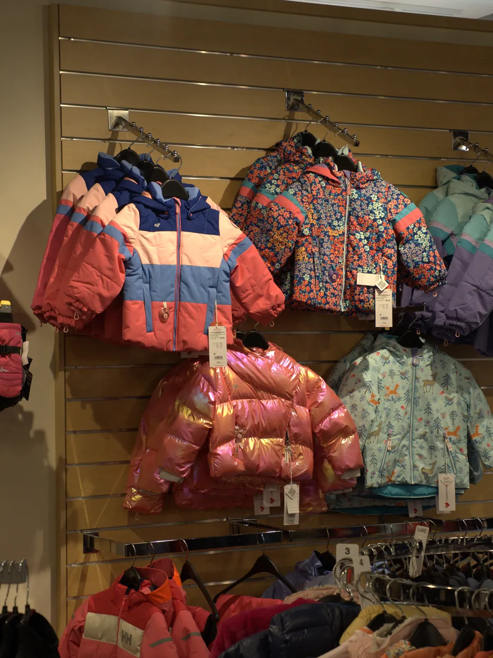 Kids' ski jackets at the Mequon shop.