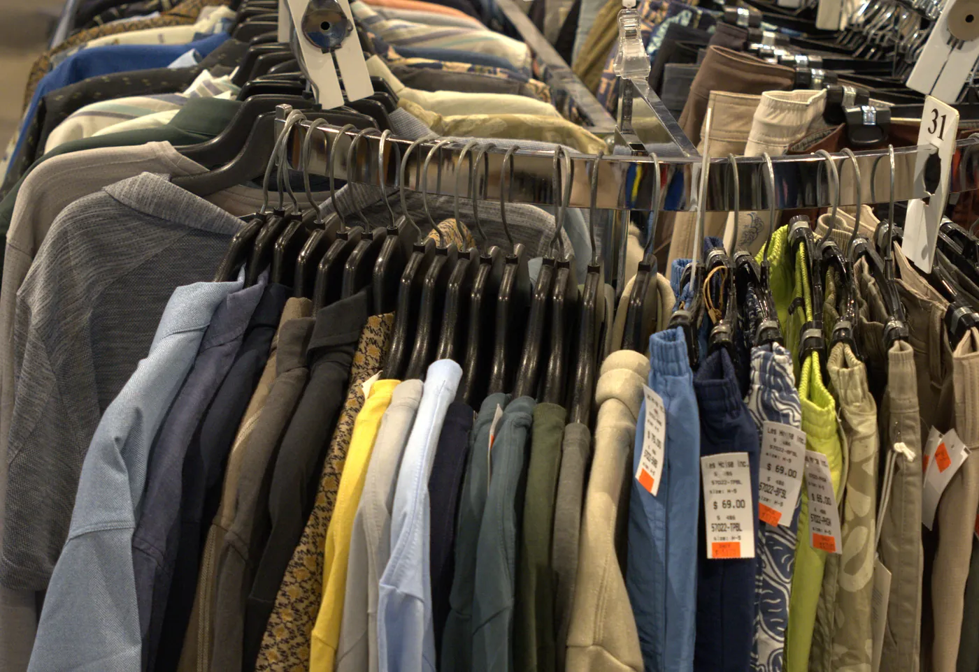 The clearance rack at the Mequon shop.