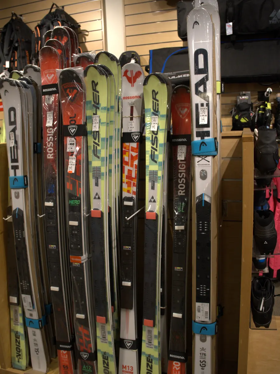 This season's skis on the shop floor at Mequon.